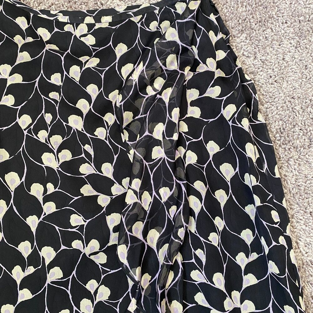 LAFAYETTE 148 NEW YORK Black Lined Silk Ruffle Career Work Classic Skirt Size 4